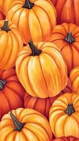 Golden orange pumpkins glow in a seamless autumn pattern.