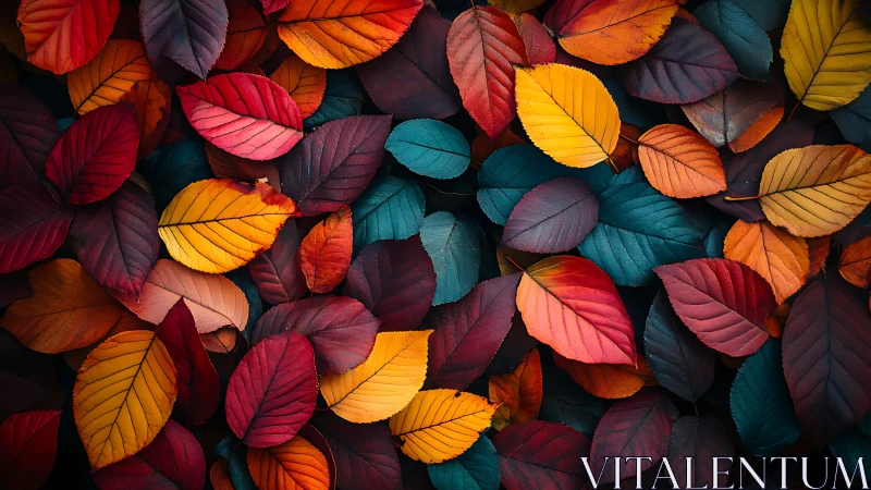 Chromatic autumn foliage array with high-saturation color fields.