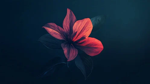 Luminescent Flower Against Deep Teal. Dramatic Chiaroscuro Study.