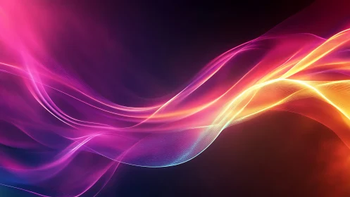 Multicolored luminous waveforms on dark gradient background.