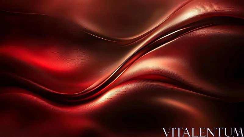 Flowing Red Silk Abstract Wallpaper with Metallic Shine.