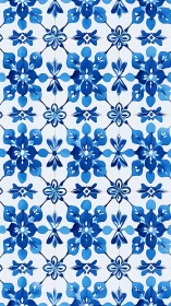 Symmetric blue floral tiling with high-contrast radial repetition