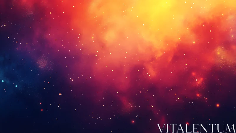 Color gradient nebula field shows dense scattered star points