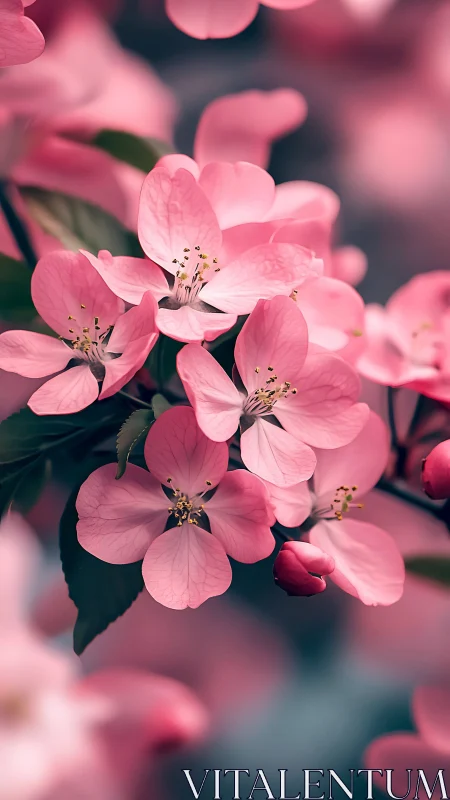 Pink Blossoms in Soft Focus: Delicate Spring Flower Bloom