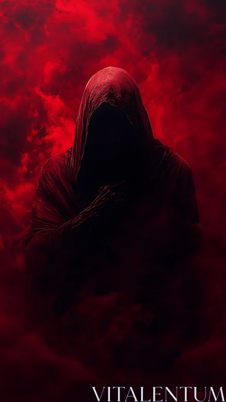 Crimson Wraith Emerging From Smoke-Drenched Midnight Veil.