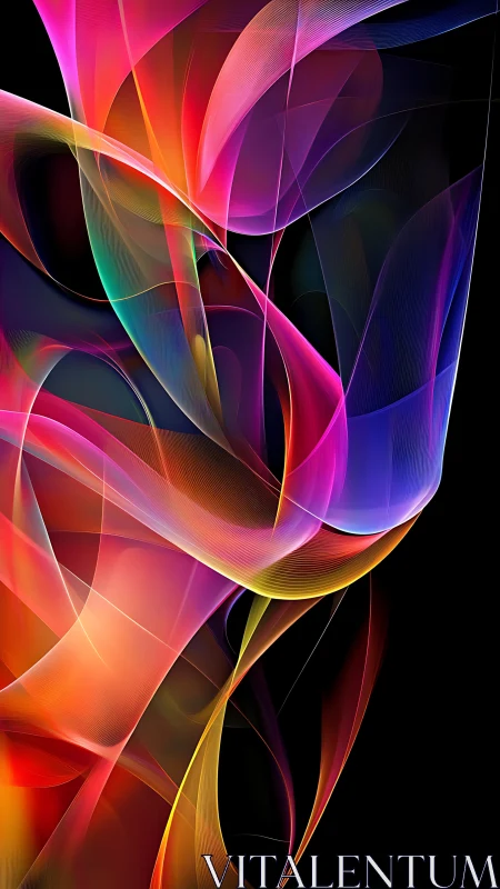 Luminous ribbon waves in vibrant abstract digital art.