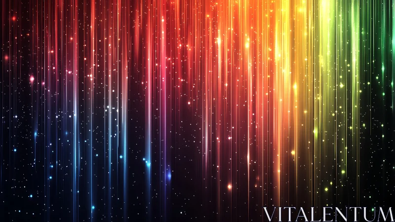 Spectral light trails in vertical abstract digital painting design.