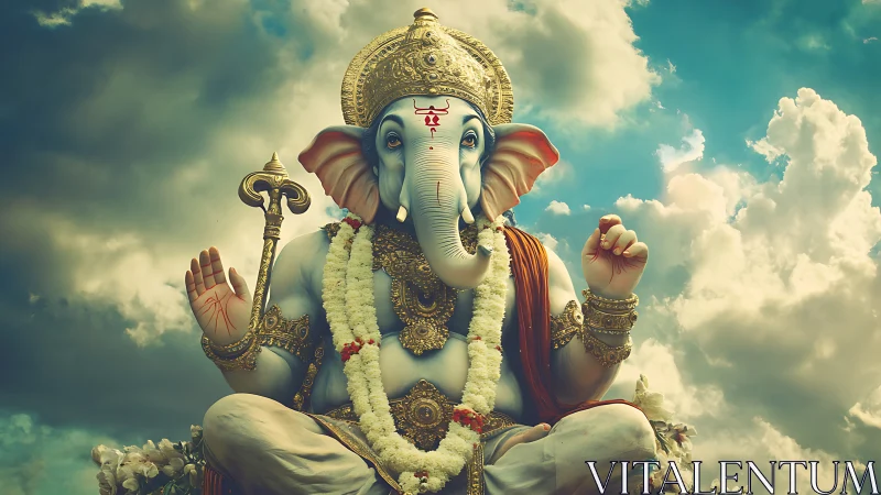Divine elephant-headed deity rendered in luminous digital painting