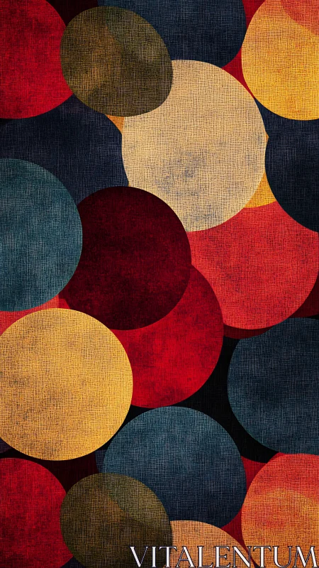 Overlapping textured circles create bold geometric abstraction