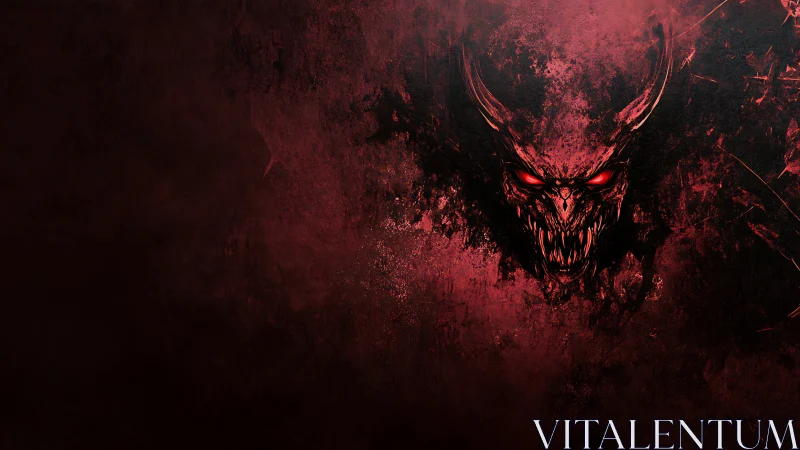 Digital painting of demonic skull emerging from red void.