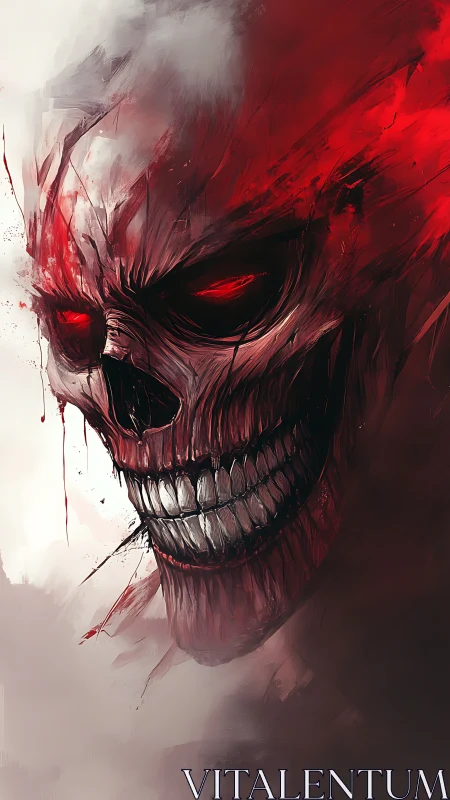 Flaming demonic skull rendered in high-contrast digital painting