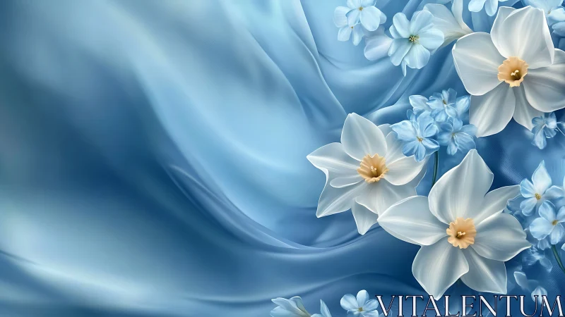 Daffodils Dance Through Azure Dreams and Silken Waves.