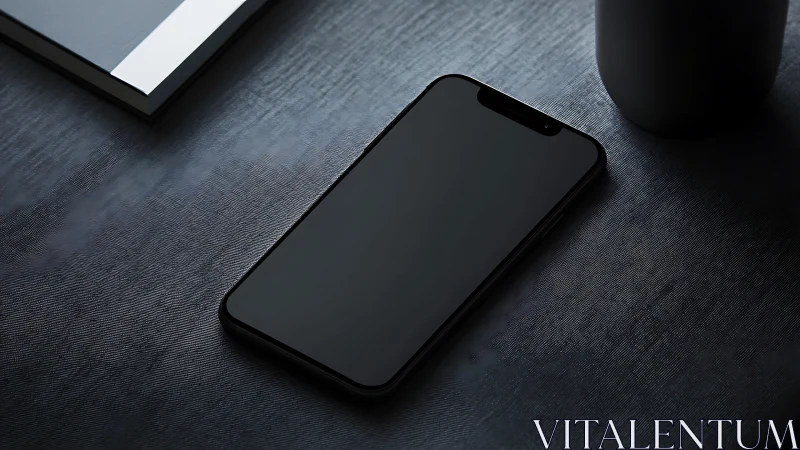 Contemporary Smartphone Display Mockup on Textured Workspace Surface