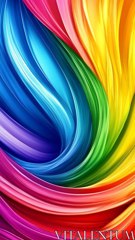 Vibrant chromatic ribbons swirl in dynamic digital abstraction
