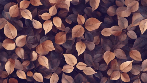 Layered copper-toned foliage pattern uses fine linear veining