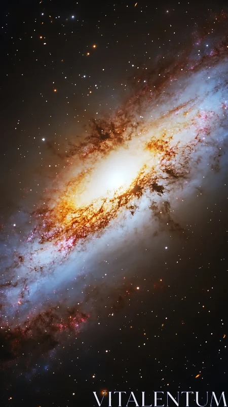 Spiral galaxy core shows dense dust lanes and star fields