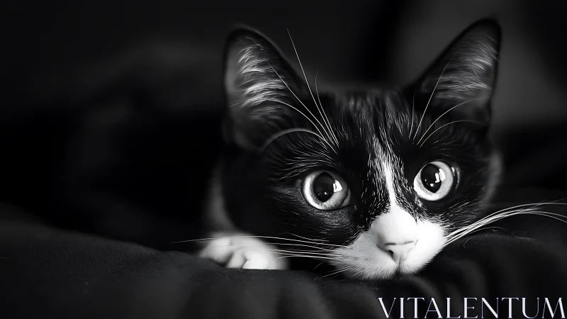 Tuxedo Cat Peers Through Twilight With Luminous, Electrifying Eyes