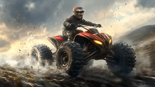 Mud-slinging fury leaps forward as a red quad owns the storm