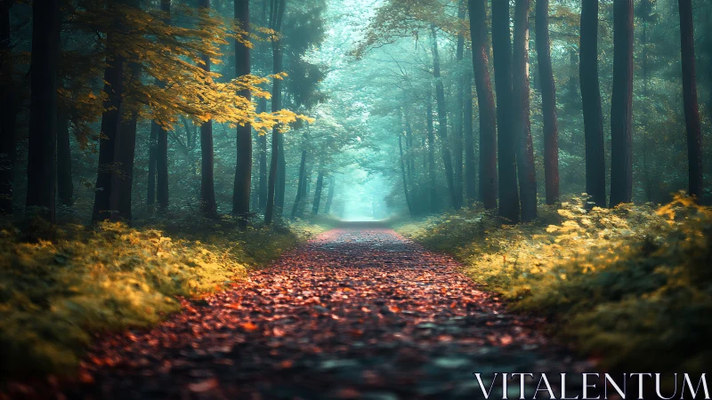 Forest Path Autumn. Ethereal Woods Light.