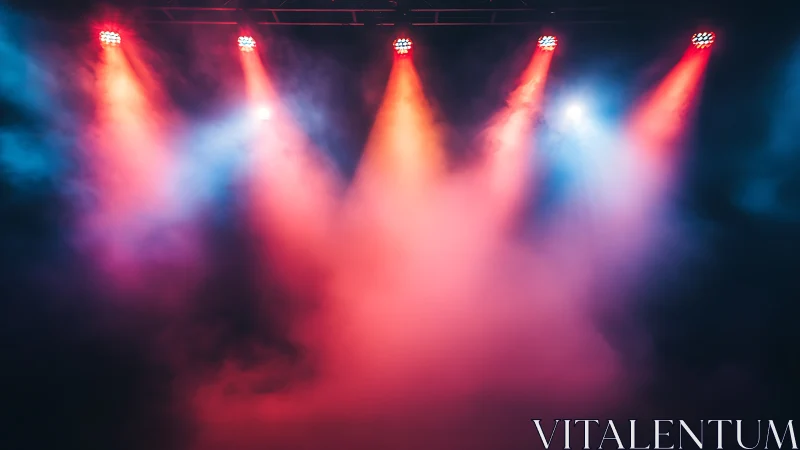 Stage lights paint electric clouds of color and expectation.