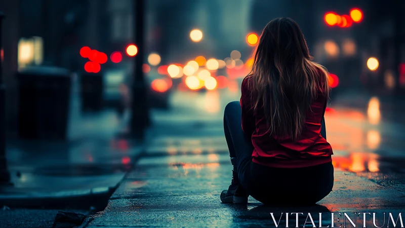 Quiet city pause welcomes soft lights and rainy reflections