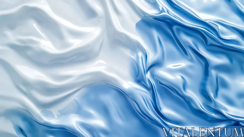 Shiny Blue and White Satin Fabric Abstract Texture Background.