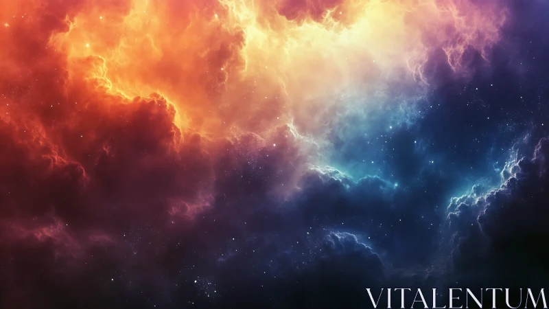 Glowing cosmic clouds drifting through a dreamy night sky.