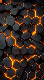 Black hexagonal tiles reveal orange illuminated seams