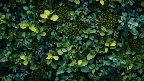 Lush vertical garden wall with layered tropical foliage.