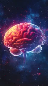 Neural cortex rendered as luminous nebula within deep space