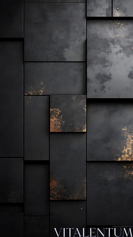 Rust freckles whisper across midnight industrial tiles