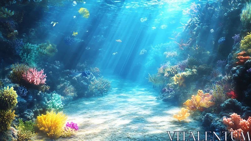 Sunlit coral boulevard where reef colors quietly bloom.