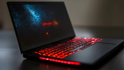 Sleek gaming laptop glows with vivid red backlit keyboard
