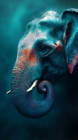 Dreamy turquoise elephant bathed in gentle underwater light.