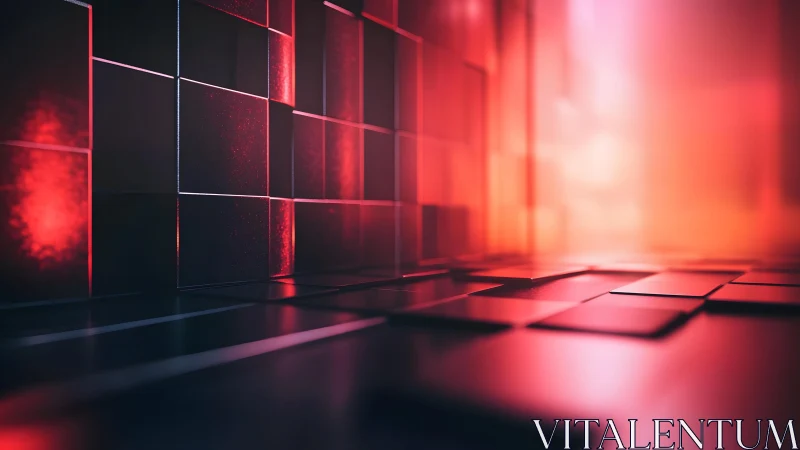 Futuristic red and black 3D cubes abstract digital background.