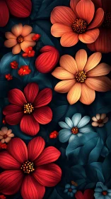 Radiant Blooms Dance in Midnight Contrast.