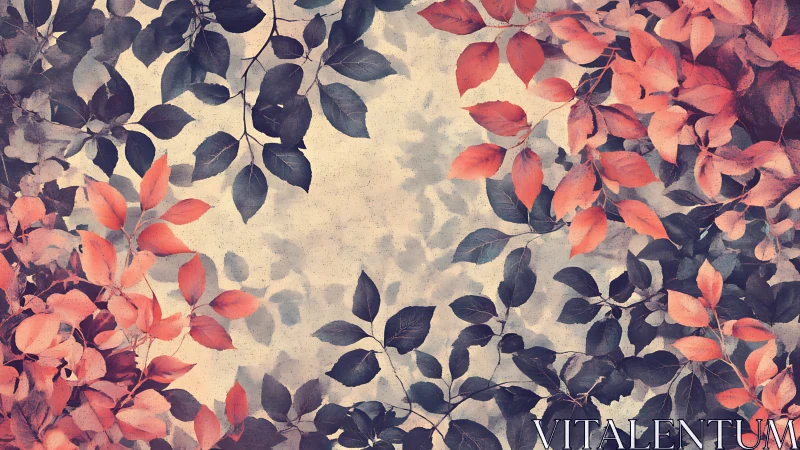 Autumn foliage frames softly textured vintage background.