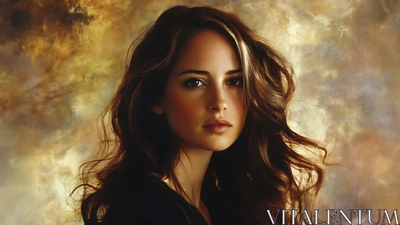 Digital portrait of young woman with soft painted light.