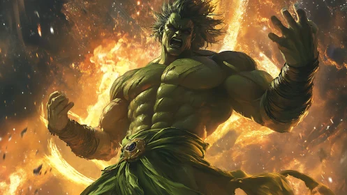 Gamma-irradiated titan in stellar plasma eruption stance.