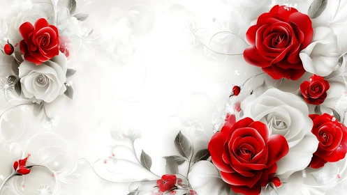 Red and White Roses Dance in Elegant Floral Harmony