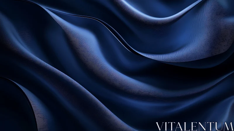 Midnight blue satin folds with fluid abstract waves.