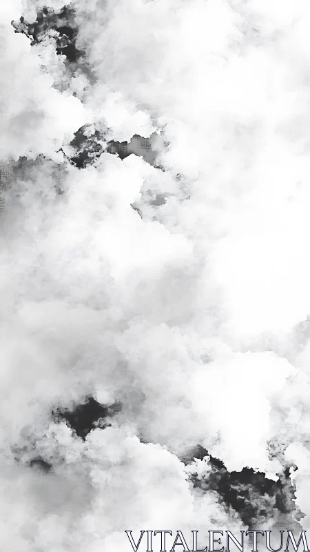 Minimal monochrome cloudscape vertical digital painting.