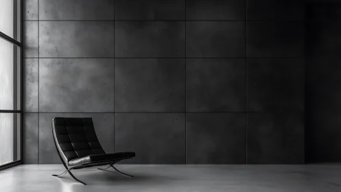 Cozy black lounge chair in a calm minimalist corner.