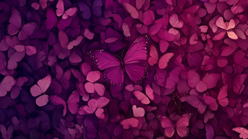 Vibrant magenta butterfly cluster with luminous central wings.