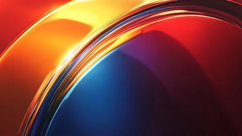 Vivid curved light bands in red, orange, and deep blue.