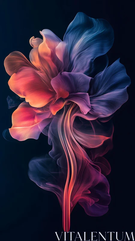 Luminescent smoke blossom swirling in prismatic twilight.