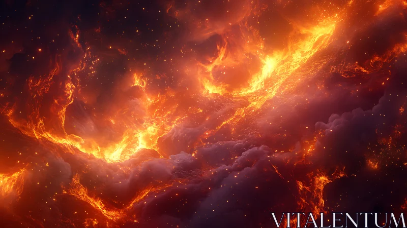 Cosmic Inferno: Radiant Fire Waves Across Space.