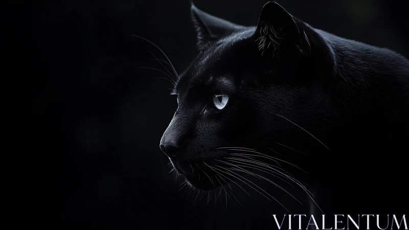 Black Cat Profile Against Dark Background