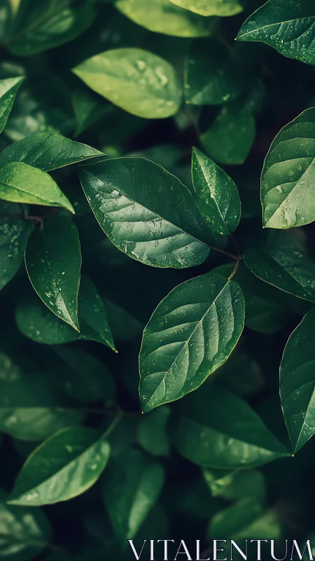 Quiet emerald leaves composing a moody forest whisper.