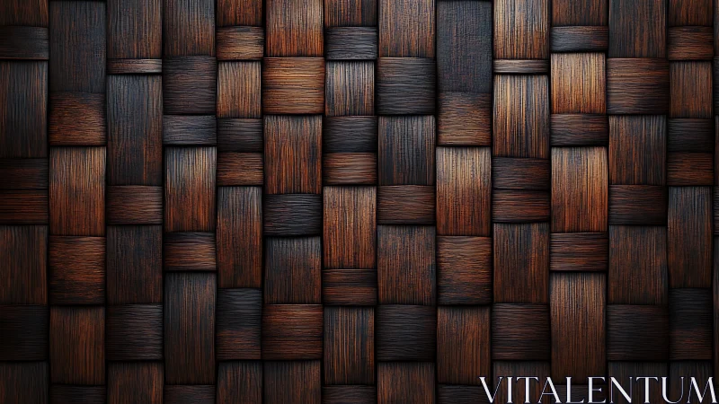 Dark woven wooden panel texture with rich brown tones.